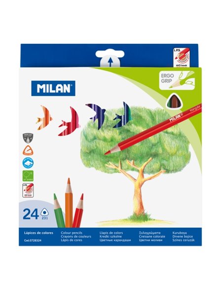 Milan Pack de 24 Lapices de Couleurs - Triangulares - Couleurs assorties