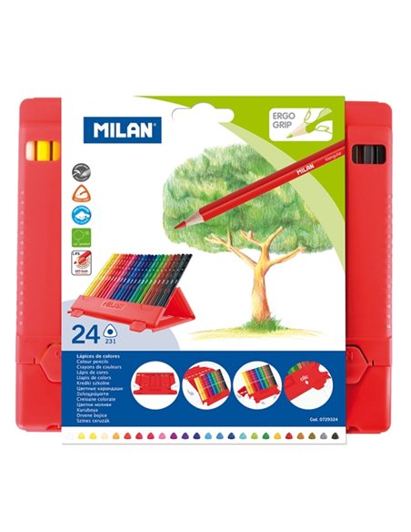 Milan Flexibox Pack de 24 Lapices de Couleurs - Triangulares - Couleurs assorties