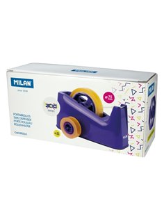 Milan Acid Portarrollos de Sobremesa - Double Adaptateur - Compatible Avec Cintas de 25mm et 75mm - Couleur Bleu
