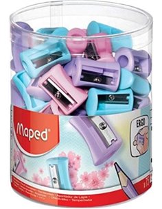 Maped Vivo Pastel Sacapuntas de Plastico Avec 1 Orificio - Cuchilla de Acier Afilada et Résistant - Couleurs Pastel Assortis