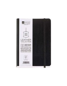 Miquel Rius Leather 1839 Cahier Flexible 8º 300 Feuilles Avec Indice - Cubiertas de Chair Reciclada - Cuadricula 5x5mm - Fermetu