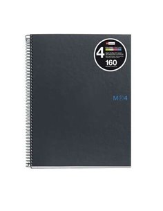 Miquel Rius Notebook4 Cahier de Spirale Format A4 - 160 Feuilles de 90gr Microperforadas Avec 4 Taladros - Cubiertas de Carton E