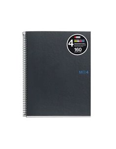 Miquel Rius Notebook4 Cahier de Spirale Format A5 - 160 Feuilles de 90gr Microperforadas Avec 2 Taladros - Cubiertas de Carton E
