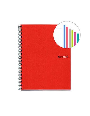 Miquel Rius Notebook6 Cahier de Spirale Format A4 - 150 Feuilles de 70gr Microperforadas Avec 2 Taladros - Cubiertas de Poliprop