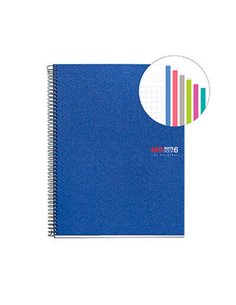 Miquel Rius Notebook6 Cahier de Spirale Format A4 - 150 Feuilles de 70gr Microperforadas Avec 2 Taladros - Cubiertas de Poliprop