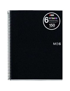 Miquel Rius Notebook6 Cahier de Spirale Format A5 - 150 Feuilles de 70gr Microperforadas Avec 2 Taladros - Cubiertas de Poliprop