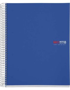 Miquel Rius Notebook8 Cahier de Spirale Format A4 - 200 Feuilles de 70 gr Microperforadas Avec 4 Taladros - Cubiertas de Polipro