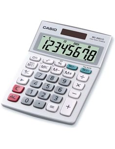 Casio MS88ECO Calculadora de Escritorio Financiera - Conversion de Moneda - Calculo de Impuestos - Écran LCD de 8 Digitos - Sola