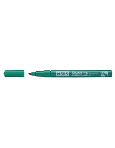 Pentel Pen N50S Feutre Permanent - Pointe Fina 3.18mm - Résistant à Eau et Luz - Couleur Vert
