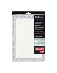 Apli Pack de 25 Feuilles de Papier Certificado - Design Spirale - 115gr - Idéal Pour Certificados et Diplomas - Compatible Avec 