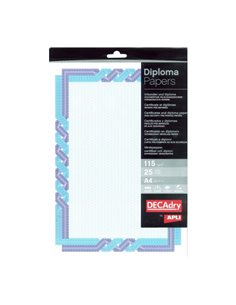 Apli Pack de 25 Feuilles de Papier Certificado - 115gr - Design Tressé en le Marco - Idéal Pour Certificados et Diplomas - Compa