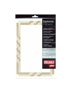Apli Pack de 25 Feuilles de Papier Certificado - Design Tressé - 115gr - Idéal Pour Certificados et Diplomas - Compatible Avec I