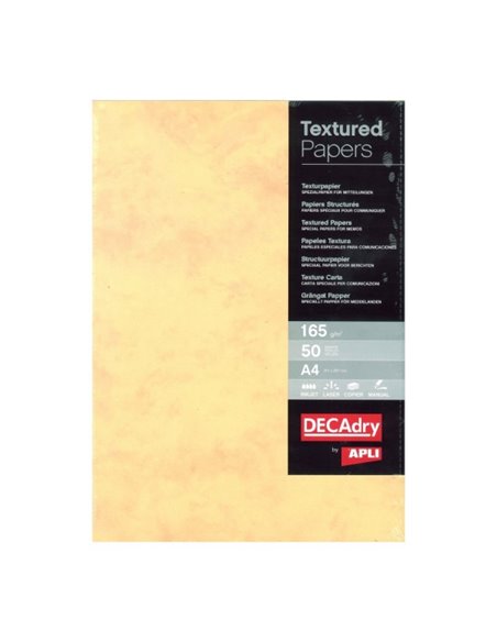 Apli Pack de 50 Feuilles de Papier Textura Marmol - Idéal Pour Impresiones Especiales - Compatible Avec Impresoras Inkjet, Laser