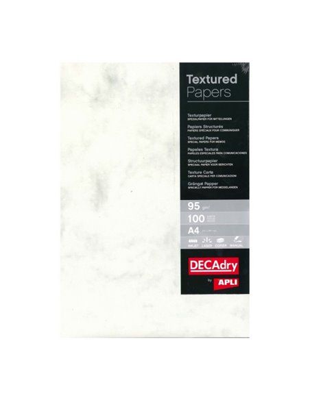 Apli Pack de 100 Feuilles de Papier Textura Marmol - Idéal Pour Impresiones Especiales - Compatible Avec Impresoras Inkjet et La