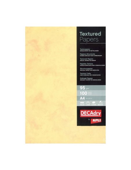 Apli Pack de 100 Feuilles de Papier Textura Marmol - Idéal Pour Impresiones Especiales - Compatible Avec Impresoras Inkjet, Lase