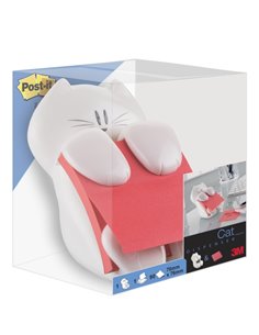 Post-It Super Sticky Dispensador Avec Bloc de 90 Z-Notas Adhesivas - Dispensador Gato - Forma Cuadrada - 76x76mm - Couleur Blanc