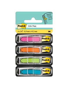 Post-It Index Pack de 4 Dispensadores Avec 24 Marcadores de Indice Reposicionables - Forma Rectangulaire - Couleurs assorties
