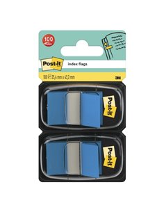 Post-It Index Pack de 2 Dispensadores Avec 50 Marcadores de Indice Reposicionables - Forma Rectangulaire - Couleur Bleu