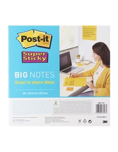 Post-It Super Sticky Bloc de 30 Notas Adhesivas Reposicionables - Forma Cuadrada - 279x279mm - Couleur Jaune Clair
