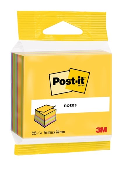 Post-It Cubo de 325 Notas Adhesivas Reposicionables - Forma Cuadrada - Couleurs assorties