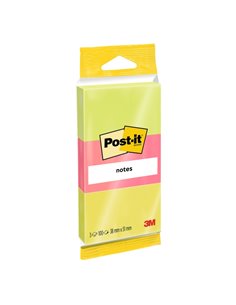 Post-It Pack de 3 Blocs de 100 Notas Adhesivas Reposicionables - Forma Rectangulaire - 38x51mm - Couleurs assorties