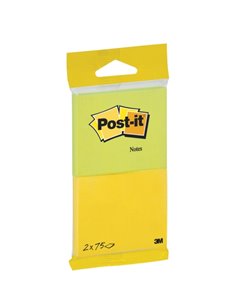 Post-It Pack de 2 Blocs de 75 Notas Adhesivas Reposicionables - Forma Rectangulaire - 635x762mm - Couleurs assorties