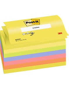 Post-It Pack de 6 Blocs de 100 Z-Notas Adhesivas Reposicionables - Forma Rectangulaire - 76x127mm - Couleurs assorties