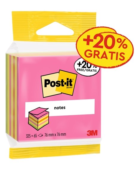Post-It Cubo de 400 Notas Adhesivas Reposicionables - Forma Cuadrada - 76x76mm - Couleurs assorties