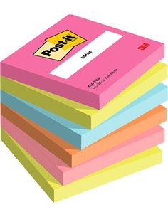 Post-It Pack de 6 Blocs de 100 Notas Adhesivas Reposicionables - Forma Cuadrada - 76x76mm - Couleurs assorties
