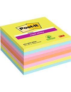 Post-It Super Sticky Pack de 8 Blocs de 45 Notas Adhesivas Reposicionables - 76x76mm - 100% PEFC - Couleurs assorties