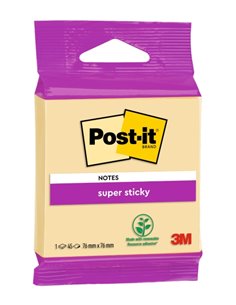 Post-It Super Sticky Bloc de 45 Notas Adhesivas Reposicionables - Forma Cuadrada - 76x76mm - Couleur Jaune Clair