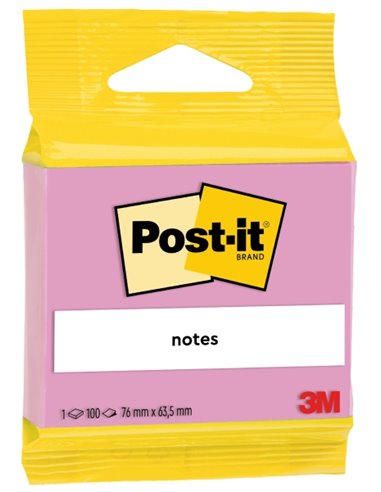 Post-It Bloc de 100 Notas Adhesivas Reposicionables - Forma Rectangulaire - 63.5x76mm - Couleur Rose