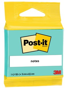 Post-It Bloc de 100 Notas Adhesivas Reposicionables - Forma Rectangulaire - 63.5x76mm - Couleur Vert