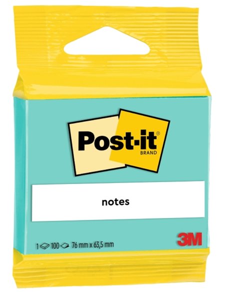 Post-It Bloc de 100 Notas Adhesivas Reposicionables - Forma Rectangulaire - 63.5x76mm - Couleur Vert