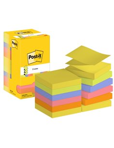 Post-It Pack de 12 Blocs de 100 Z-Notas Adhesivas Reposicionables - Forma Cuadrada - 76x76mm - Couleurs assorties