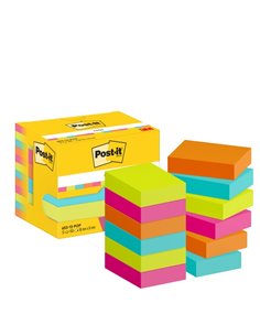 Post-It Pack de 12 Blocs de 100 Notas Adhesivas Reposicionables - Forma Rectangulaire - 38x51mm - Couleurs assorties