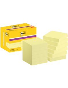 Post-It Super Sticky Pack de 12 Blocs de 90 Pack de 12 Blocs de 90 Notas Adhesivas Reposicionables - 47.6x47.6mm - Couleur Jaune