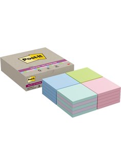 Post-It Super Sticky Pack de 20 Blocs de 70 Notas Adhesivas Recicladas - Forma Cuadrada - 76x76mm - Couleurs assorties