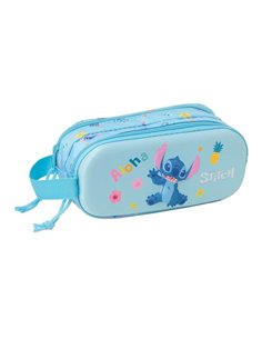 Safta Stitch Étui Trousse 3D de 1L - 2 Compartiments - Fermeture zippée - Anse de Mano - 21x8x6cm - Couleur Bleu Clair