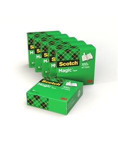 Scotch Magic Pack de 6 Cintas Adhesivas Invisible - 19mm x 33m - Couleur Transparent