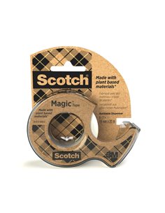 Scotch Magic Ruban Adhesiva - 66% Adhésif Vegetal - 19mm x 20m - Comprend Dispensador - Couleur Blanc