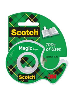 Scotch Magic Ruban Adhesiva Invisible - Comprend Dispensador - 19mm x 15m - Couleur Transparent
