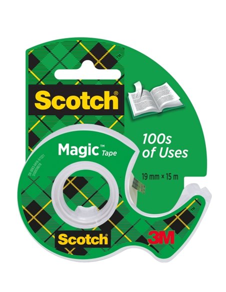 Scotch Magic Ruban Adhesiva Invisible - Comprend Dispensador - 19mm x 15m - Couleur Transparent