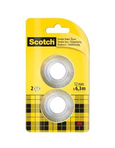 Scotch Pack de 2 Cintas Adhesivas de Double face - Recambio - 12mm x 6.3m - Couleur Transparent