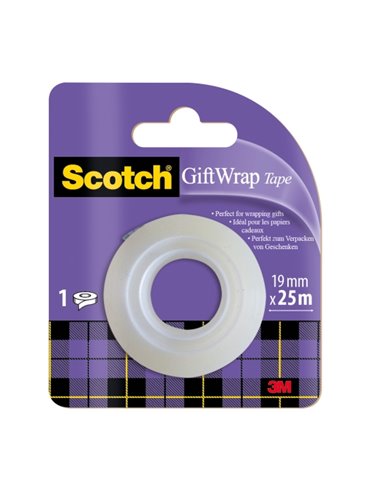 Scotch Giftwrap Ruban Adhesiva Satinada - Recambio - 19mm x 25m - Especial Pour Envolver Regalos - Couleur Blanc