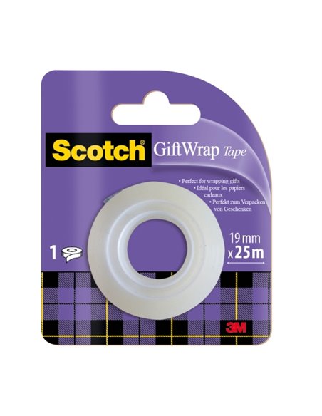 Scotch Giftwrap Ruban Adhesiva Satinada - Recambio - 19mm x 25m - Especial Pour Envolver Regalos - Couleur Blanc