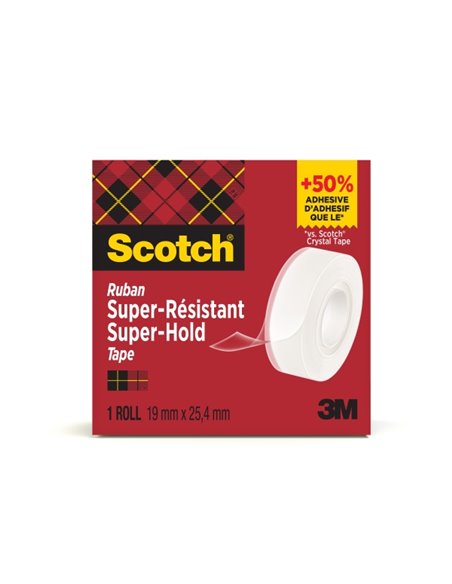Scotch Super-Hold Ruban Adhesiva - Extrafuerte - 19mm x 25.4m - Couleur Transparent
