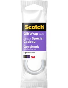 Scotch Giftwrap Pack de 2 Cintas Adhesivas Satinada - 19mm x 7.5m - Especial Pour Envolver Regalos - Couleur Transparent
