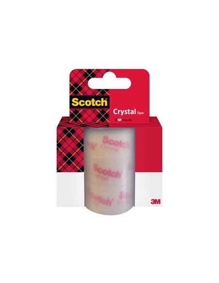 Scotch Crystal Pack de 3 Cintas Adhesivas - Recambio - 19mm x 25m - Couleur Transparent