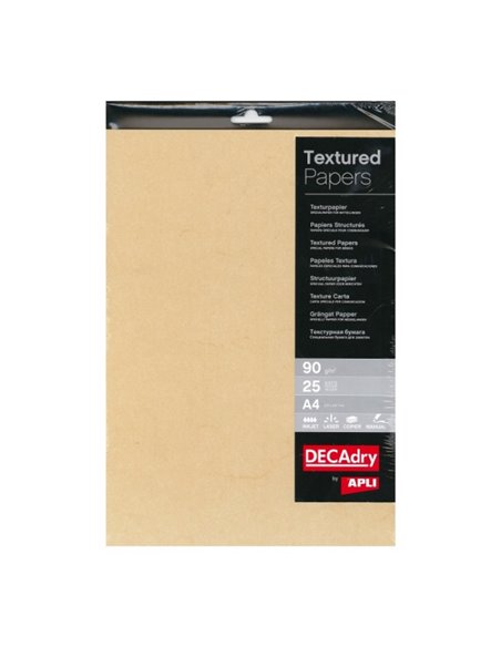 Apli Pack de 25 Feuilles de Papier Textura Habana - Idéal Pour Impresiones Especiales - Compatible Avec Impresoras Inkjet, Laser